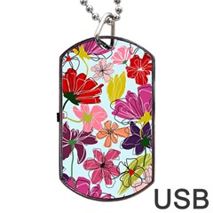 Flower Pattern Dog Tag Usb Flash (one Side) by Galinka