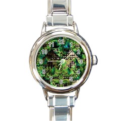 Peacocks And Pyramids Round Italian Charm Watch by MRNStudios