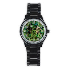 Peacocks And Pyramids Stainless Steel Round Watch