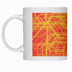 Orange/yellow Line Pattern White Mugs by LyleHatchDesign