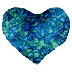 Deep Blues Large 19  Premium Heart Shape Cushions by AlkaravanCreations