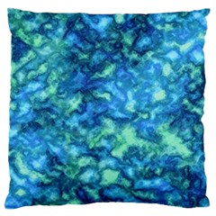 Deep Blues Large Flano Cushion Case (one Side) by AlkaravanCreations