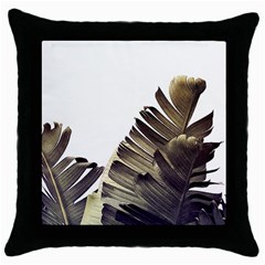 Vintage Banana Leaves Throw Pillow Case (black) by goljakoff