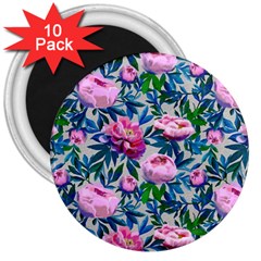 Pink Peonies Watercolor 3  Magnets (10 Pack)  by SychEva