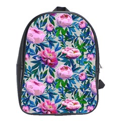 Pink Peonies Watercolor School Bag (large) by SychEva