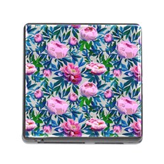 Pink Peonies Watercolor Memory Card Reader (square 5 Slot) by SychEva