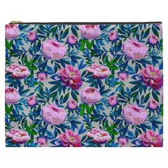 Pink Peonies Watercolor Cosmetic Bag (xxxl) by SychEva