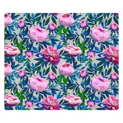 Pink Peonies Watercolor Double Sided Flano Blanket (small)  by SychEva