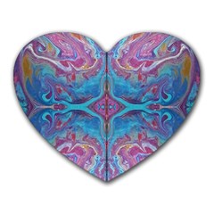 Blue Marbling Patterns Heart Mousepads by kaleidomarblingart