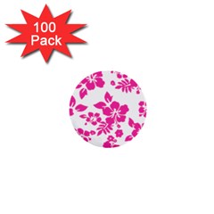 Hibiscus Pattern Pink 1  Mini Buttons (100 Pack) 