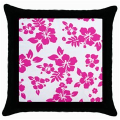 Hibiscus Pattern Pink Throw Pillow Case (black) by GrowBasket