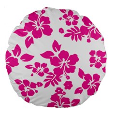 Hibiscus Pattern Pink Large 18  Premium Round Cushions by GrowBasket