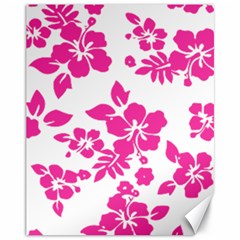 Hibiscus Pattern Pink Canvas 11  X 14  by GrowBasket