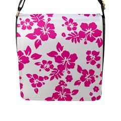 Hibiscus Pattern Pink Flap Closure Messenger Bag (l) by GrowBasket