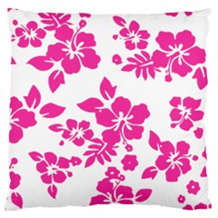 Hibiscus Pattern Pink Large Flano Cushion Case (two Sides) by GrowBasket