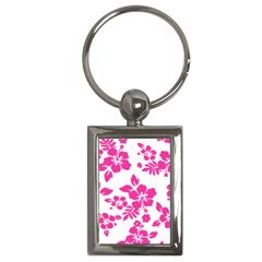 Hibiscus Pattern Pink Key Chain (rectangle) by GrowBasket