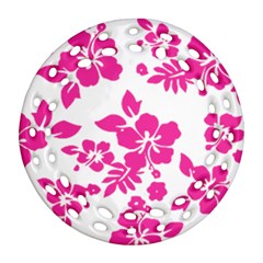 Hibiscus Pattern Pink Ornament (round Filigree) by GrowBasket