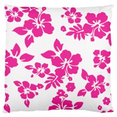 Hibiscus Pattern Pink Large Cushion Case (one Side)