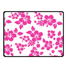 Hibiscus Pattern Pink Double Sided Fleece Blanket (small)  by GrowBasket