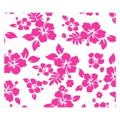 Hibiscus Pattern Pink Double Sided Flano Blanket (small)  by GrowBasket