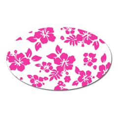 Hibiscus Pattern Pink Oval Magnet by GrowBasket