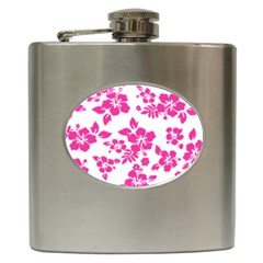 Hibiscus Pattern Pink Hip Flask (6 Oz) by GrowBasket