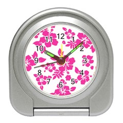 Hibiscus Pattern Pink Travel Alarm Clock