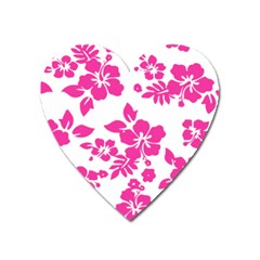 Hibiscus Pattern Pink Heart Magnet by GrowBasket