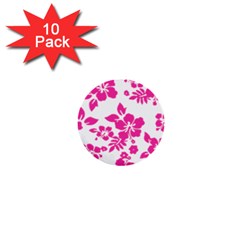 Hibiscus Pattern Pink 1  Mini Buttons (10 Pack)  by GrowBasket