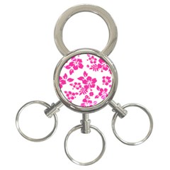 Hibiscus Pattern Pink 3-ring Key Chain by GrowBasket