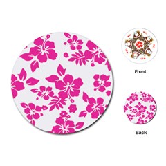 Hibiscus Pattern Pink Playing Cards Single Design (round) by GrowBasket