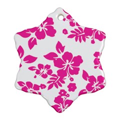 Hibiscus Pattern Pink Snowflake Ornament (two Sides) by GrowBasket