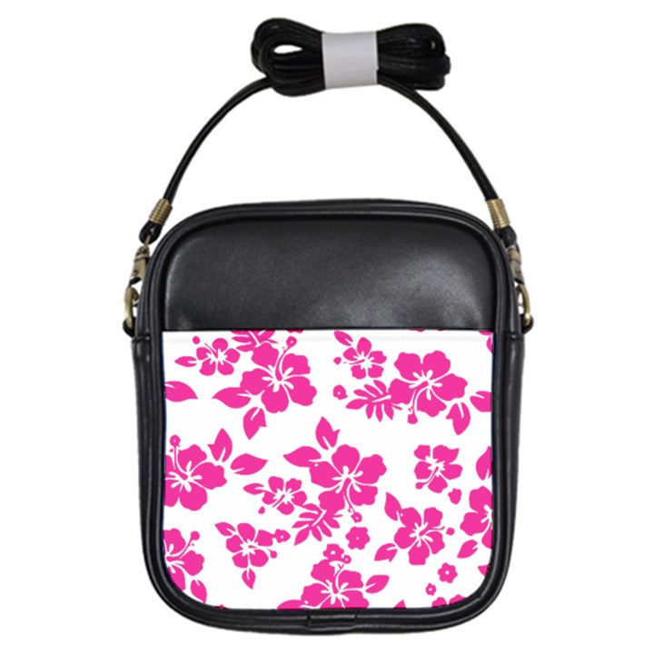 Hibiscus pattern pink Girls Sling Bag