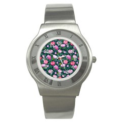 Delicate Watercolor Peony Stainless Steel Watch by SychEva