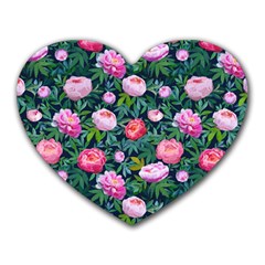 Delicate Watercolor Peony Heart Mousepads by SychEva