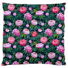 Delicate Watercolor Peony Large Flano Cushion Case (two Sides) by SychEva