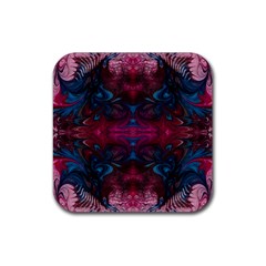 The Dragon s Flames Rubber Coaster (square)  by kaleidomarblingart