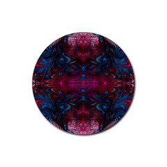 The Dragon s Flames Rubber Coaster (round)  by kaleidomarblingart
