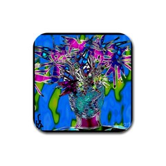 Exotic Flowers In Vase Rubber Square Coaster (4 Pack)  by LW323