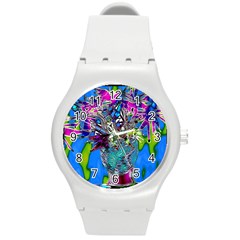 Exotic Flowers In Vase Round Plastic Sport Watch (m) by LW323