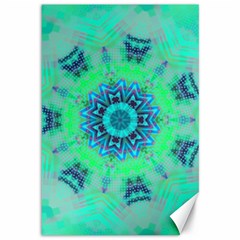 Blue Green  Twist Canvas 12  X 18  by LW323