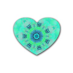 Blue Green  Twist Rubber Coaster (heart)  by LW323