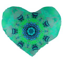 Blue Green  Twist Large 19  Premium Heart Shape Cushions by LW323
