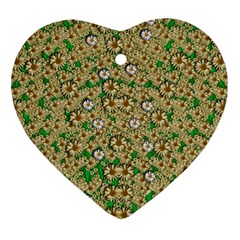 Florals In The Green Season In Perfect  Ornate Calm Harmony Heart Ornament (two Sides) by pepitasart