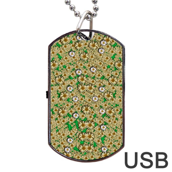 Florals In The Green Season In Perfect  Ornate Calm Harmony Dog Tag USB Flash (Two Sides)
