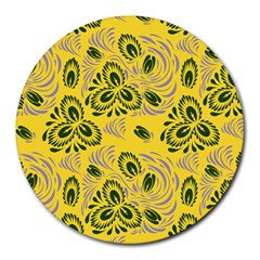 Folk Floral Pattern  Abstract Flowers Surface Design  Seamless Pattern Round Mousepads by Eskimos