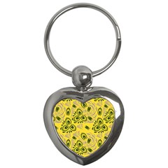 Folk Floral Pattern  Abstract Flowers Surface Design  Seamless Pattern Key Chain (heart) by Eskimos