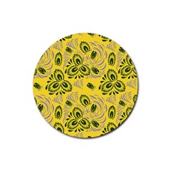 Folk Floral Pattern  Abstract Flowers Surface Design  Seamless Pattern Rubber Round Coaster (4 Pack)  by Eskimos