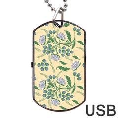 Folk Floral Pattern  Abstract Flowers Surface Design  Seamless Pattern Dog Tag Usb Flash (one Side) by Eskimos