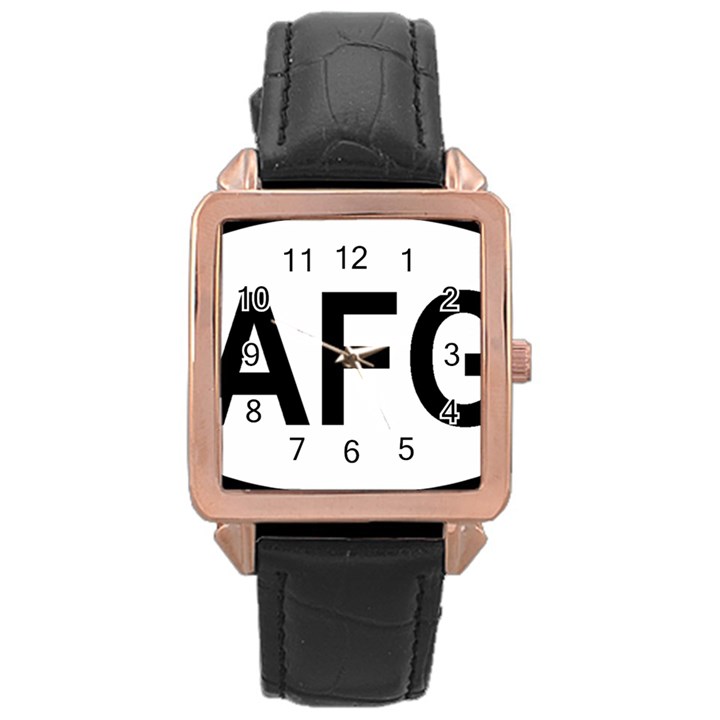 Afghanistan AFG Oval Sticker Rose Gold Leather Watch 